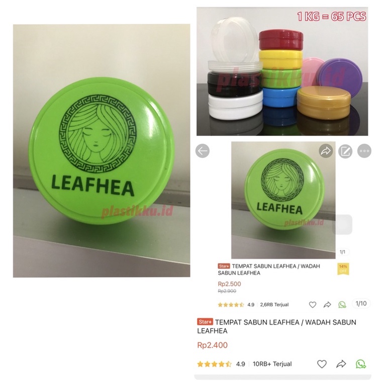 TEMPAT SABUN LEFHEA / WADAH SABUN LEAF HEA (SABLON BUKAN STIKER) / POT POMADE 50GR / POT LULUR 50 GR