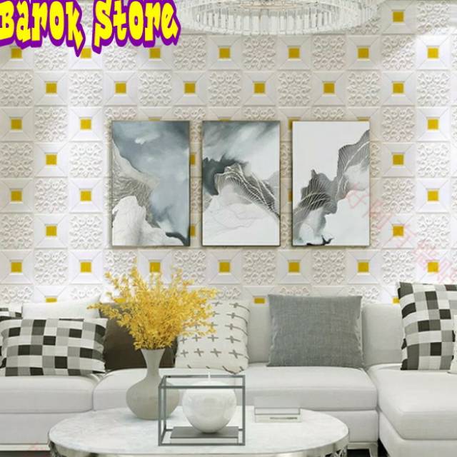 Wallpaper 3d Foam Motif Kotak Batik