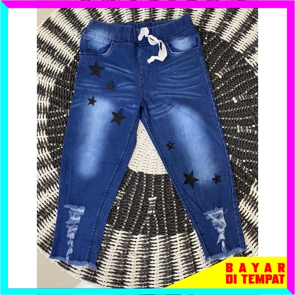 BELLA JEANS 7/9 SOBEK BAWAH RAWIS - CELANA JEANS HIGHWAIST WANITA