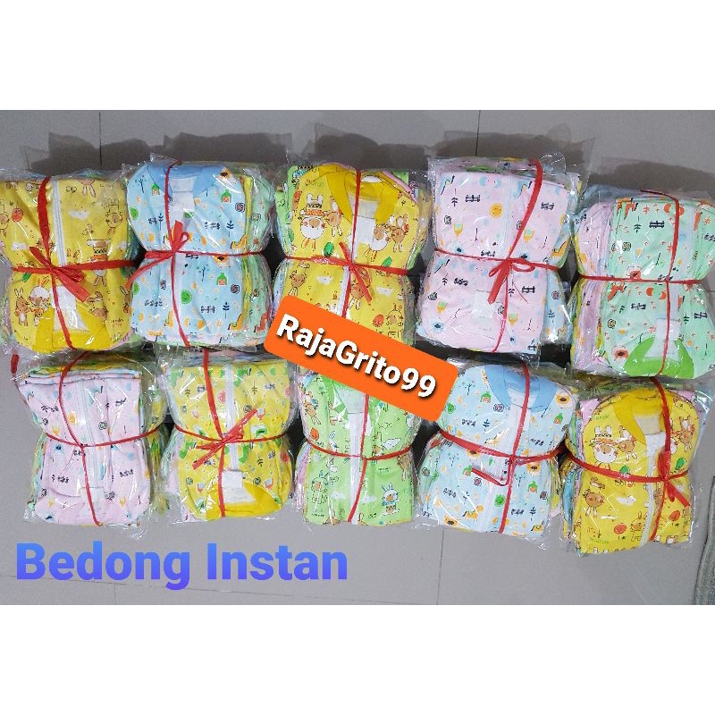 Bedong instan resleting bahan cotton warna motif mix terbaru / Grosir bedong praktis full print