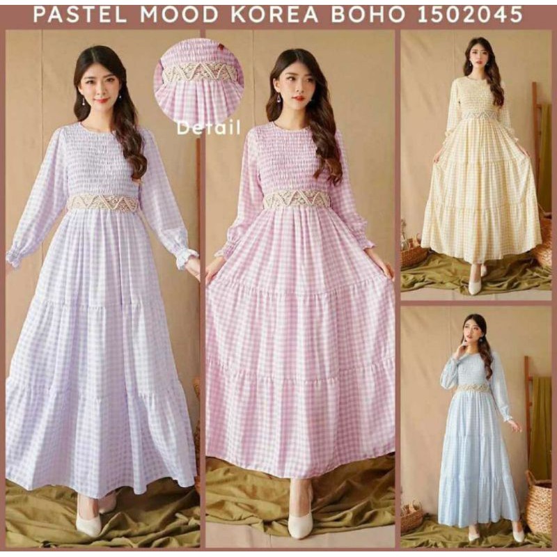 Gamis/Dress Pastel Korean Boho by Yuna Fashion