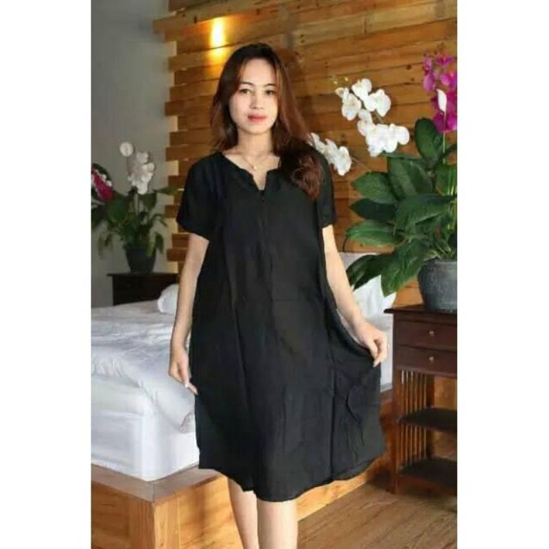 daster hitam polos remaja  / daster Bali / daster polos sleting depan / daster busui /daster polos /