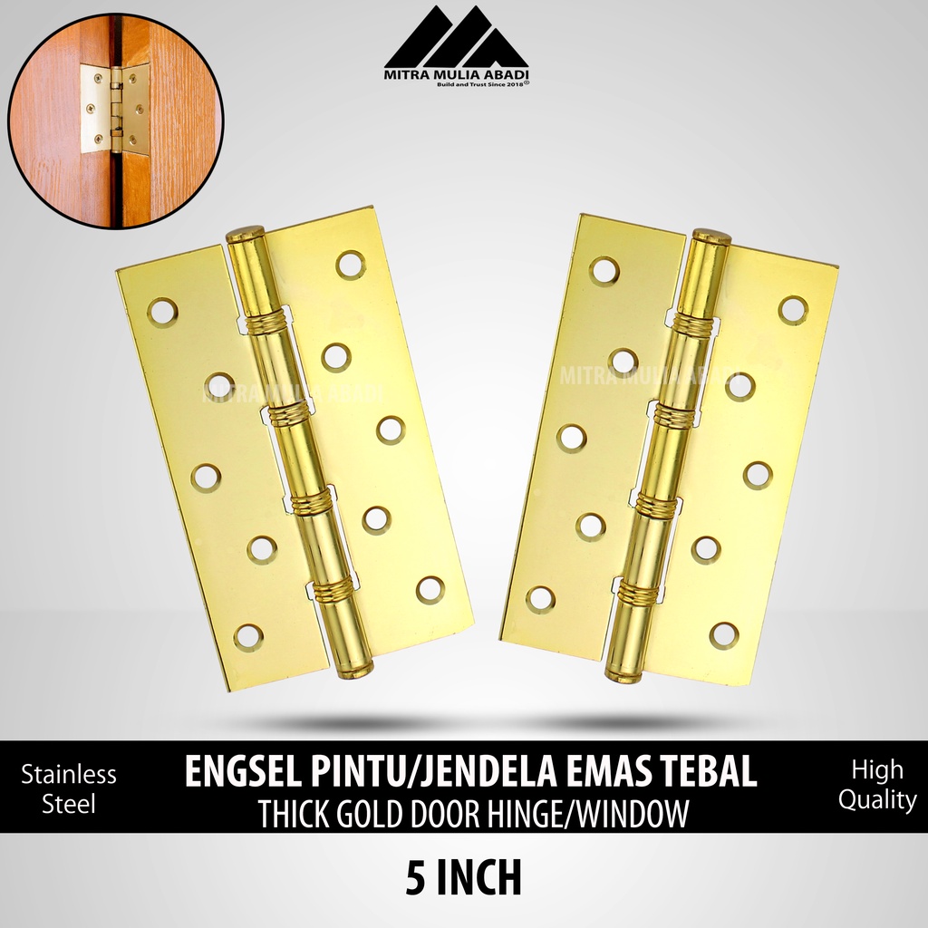 Engsel Pintu Jendela TEBAL 5 inch GOLD / Stainless Steel