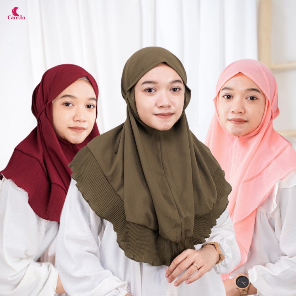 𝗖𝗮𝗿𝗲.𝗶𝗻 Bergo Hawa atau Bergo Rempel Plisket Size Medium PREMIUM QUALITY