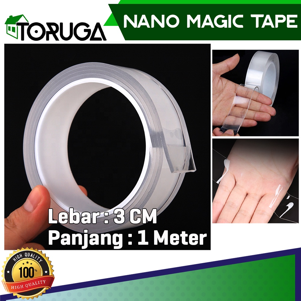 

Nano Magic Tape Grip 30MM x 5M*1MM - Double Tape Selotip Isolasi untuk tempel barang - Lakban Bening Transparant
