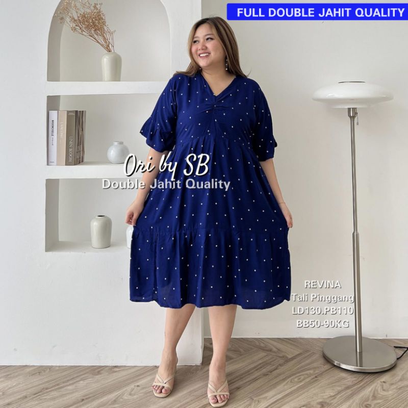 DRESS JUMBO_BAJU JUMBO REVINA BIG SIZE XXXL LD130cm Baju superjumbo BB90KG