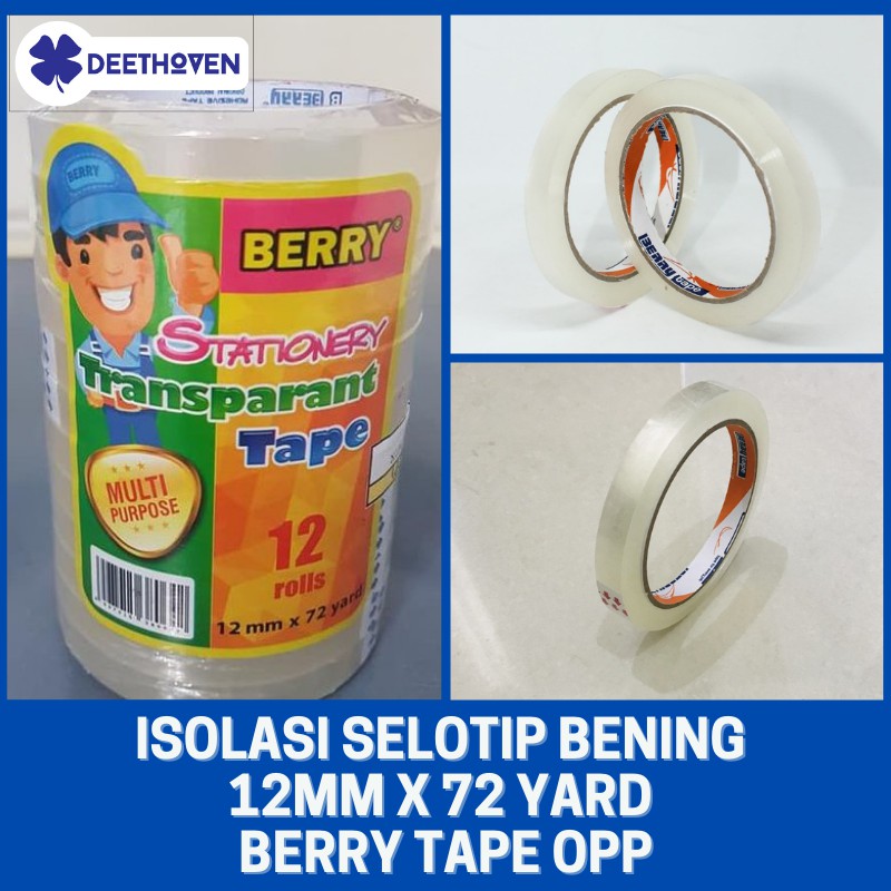 

Isolasi Selotip BENING 12mm x 72 yard BERRY tape Opp