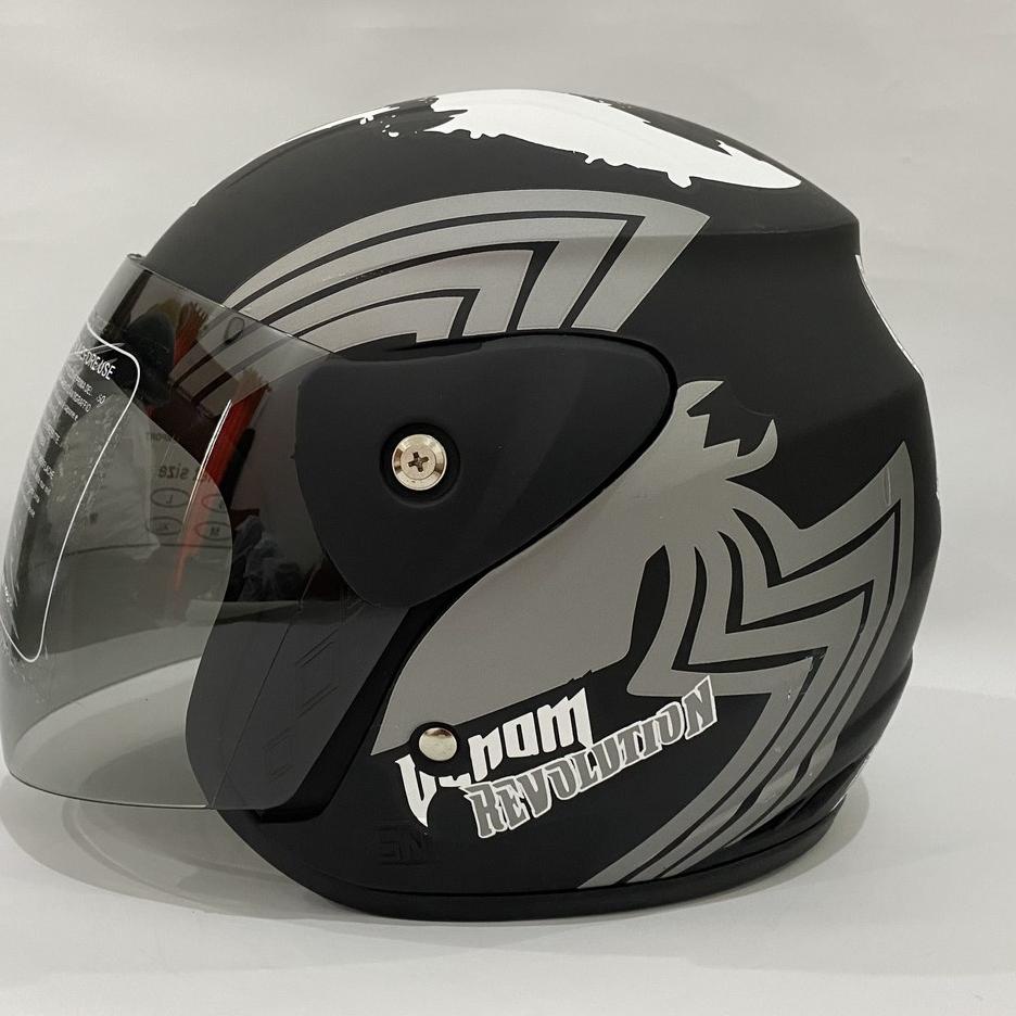 Terbaru HELM EVOLUTION HALF FACE MOTIF VENOM MIRIP SEPERTI HELM GM ORIGINAL UNTUK PRIA DAN WANITA DE