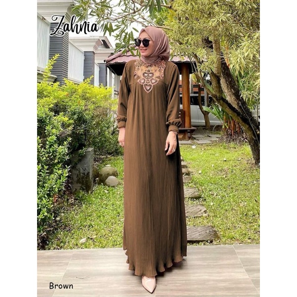 Zahnia Maxy, GAMIS WANITA MUSLIM SUPER CANTIK FIT XXL LD 114 BAHAN CERUTTY BABYDOLL ARMANI FULL FURING MIX RENDA