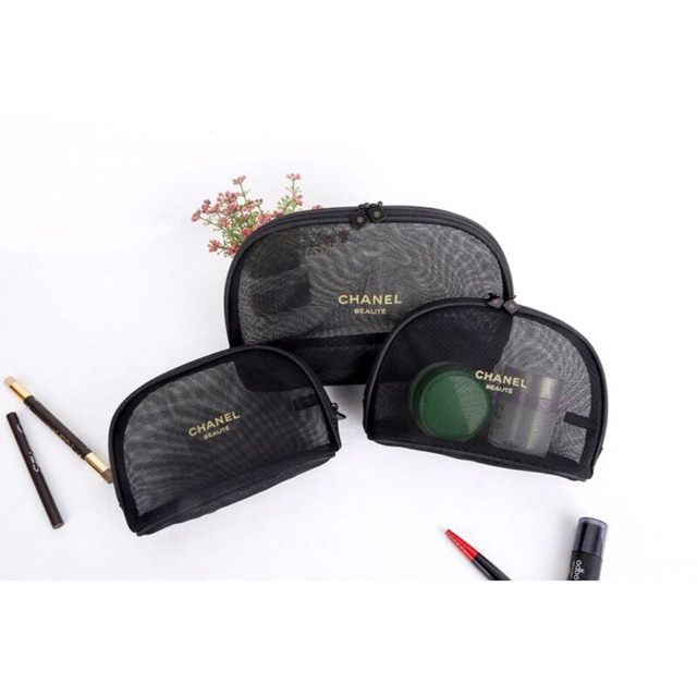 Pouch chanel / pouch chanel jaring /pouch kosmetik