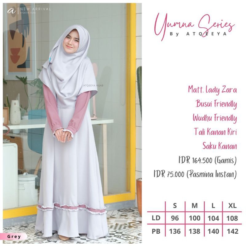 Gamis Yumna series by Atqeeya.(non hijab). Army, Pink. XL