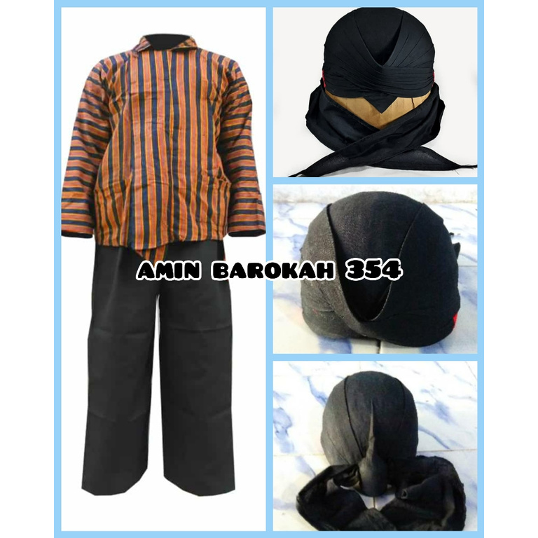 COD...!!! Setelan Baju Surjan Lurik + Celana Panjang + Blangkon Jogja Hitam Sliwir #Adat #Jawa #Tradisional