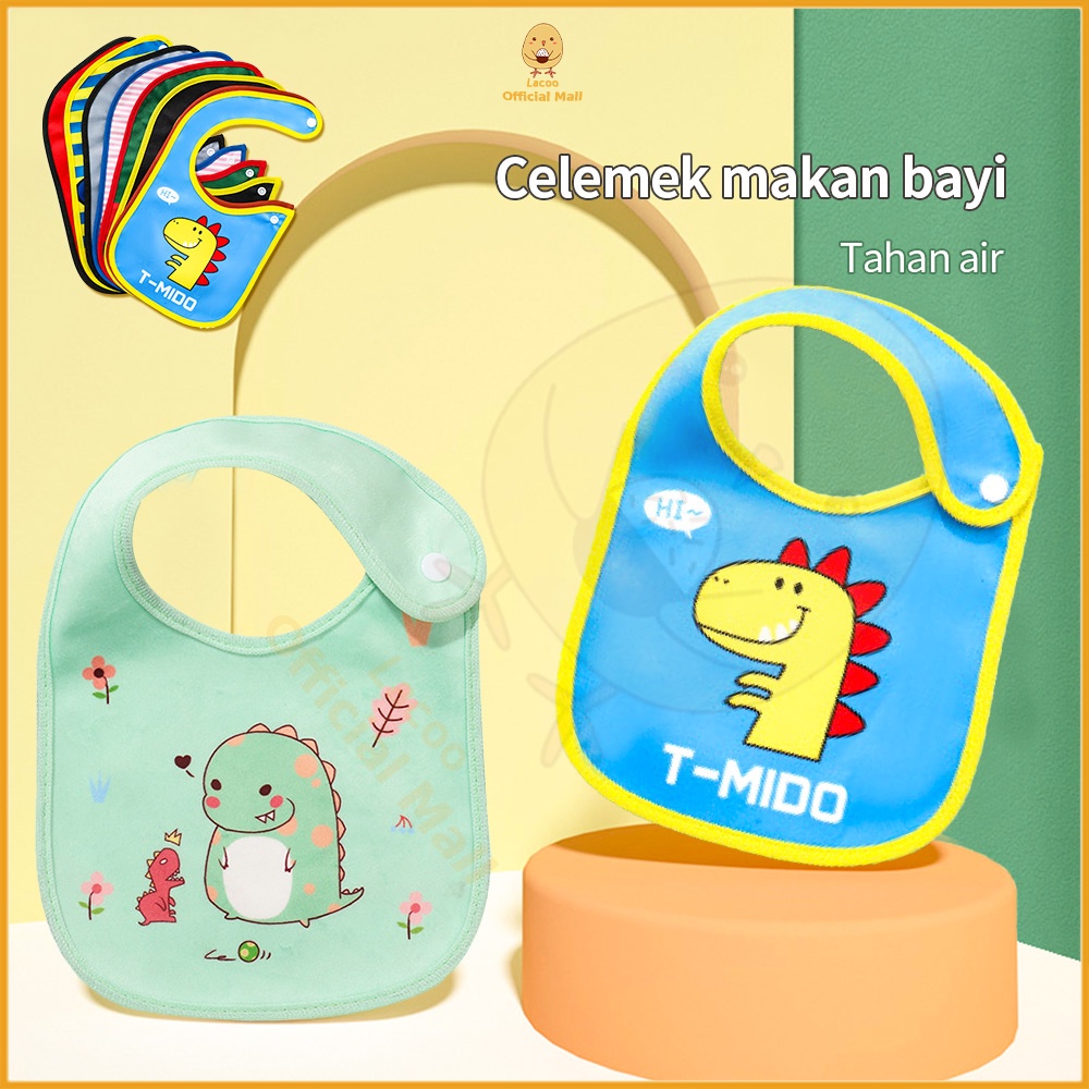 Lacoo Celemek makan bayi anak motif hewan slabber bib bayi tahan air