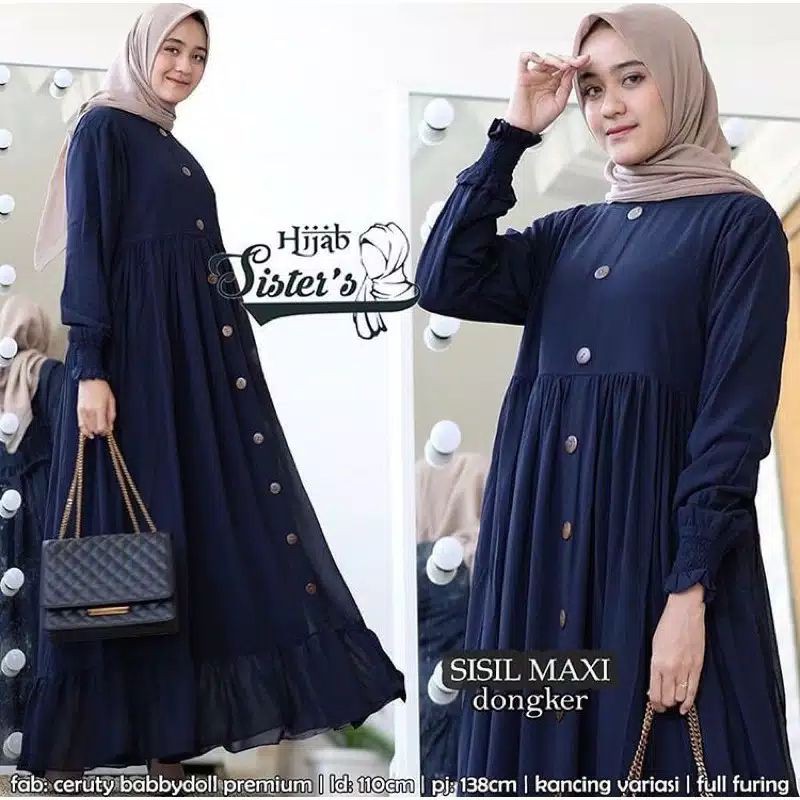 Sisil maxi dress || Fashion wanita || terbaru-NAVY