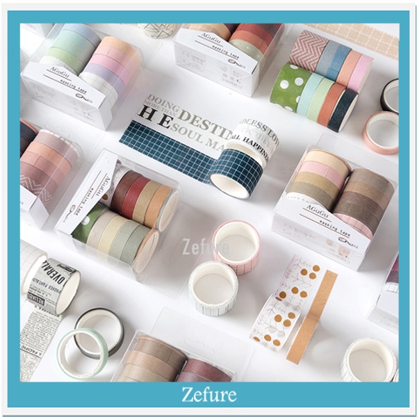 

10 Pcs Masking Tape Set Isolasi Kertas Selotip kertas Selotip Masking Isolasi Masking Panjang 2 Meter Selotip Kertas Bahan Washi Hias Motif Warna Warni