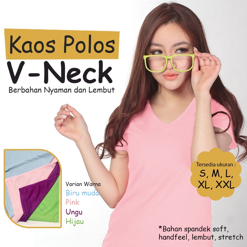 ATASAN VNECK / KAOS TSHIRT VNECK / BAJU VNECK / TUMBLR TEE TSHIRT KAOS
WANITA V-NECK