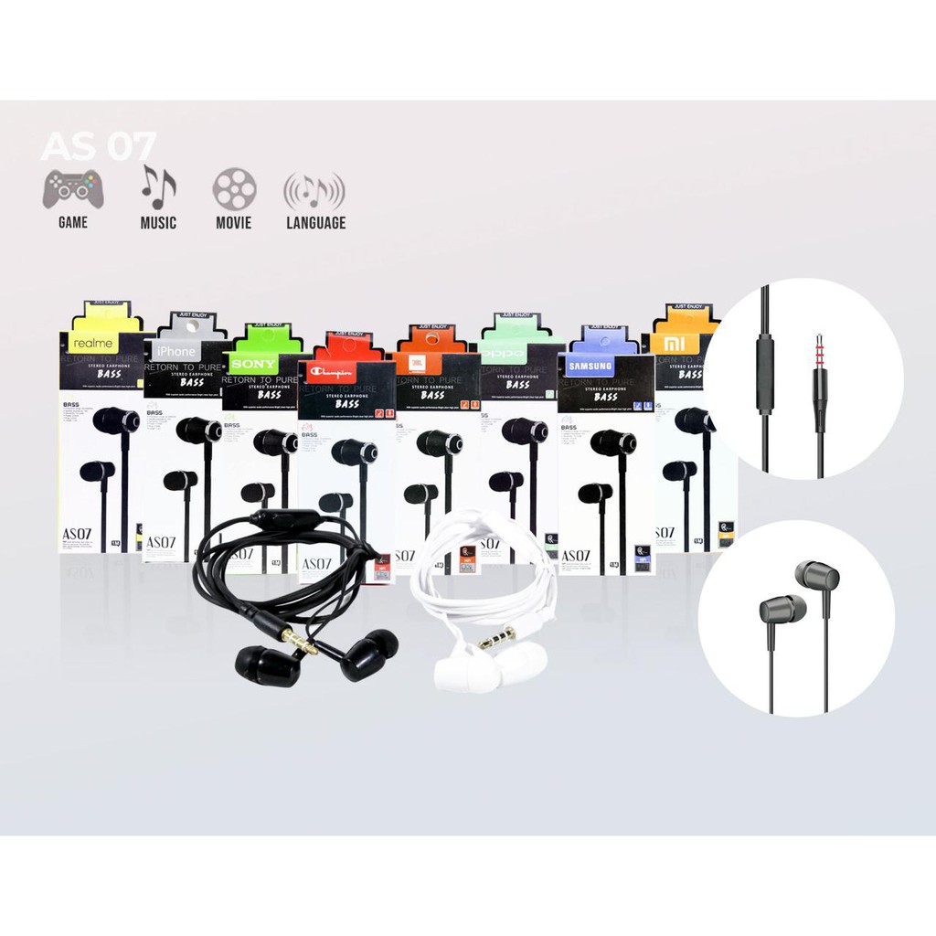 HEADSET / HANDSFREE &lt; JBLL 363 - AS07 &gt; SUPER BASS + MIC cocok bisa dipakai semua tipe hp