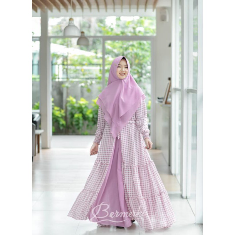 ORI brand dari BERMERK set gamis syar'i full ceruty kotak