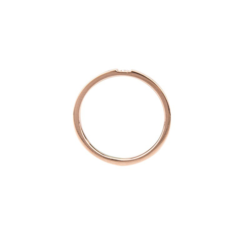 Cincin Titanium Steel Hias Berlian Imitasi Warna Rose Gold untuk Pasangan / Pria / Wanita