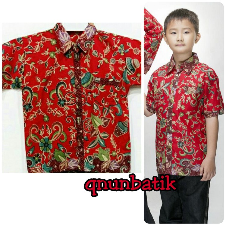 Qnunbatik Hem/kemeja Atasan Batik Anak Cowok Gentong Merah