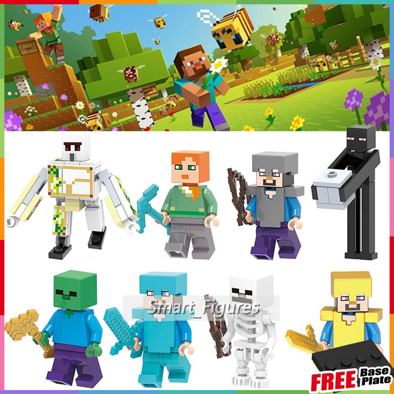 X0295 Mainan Action Figure Minecraft Iron Golem Alex Steve Enderman Skeleton Mini Untuk Koleksihadiah Anak