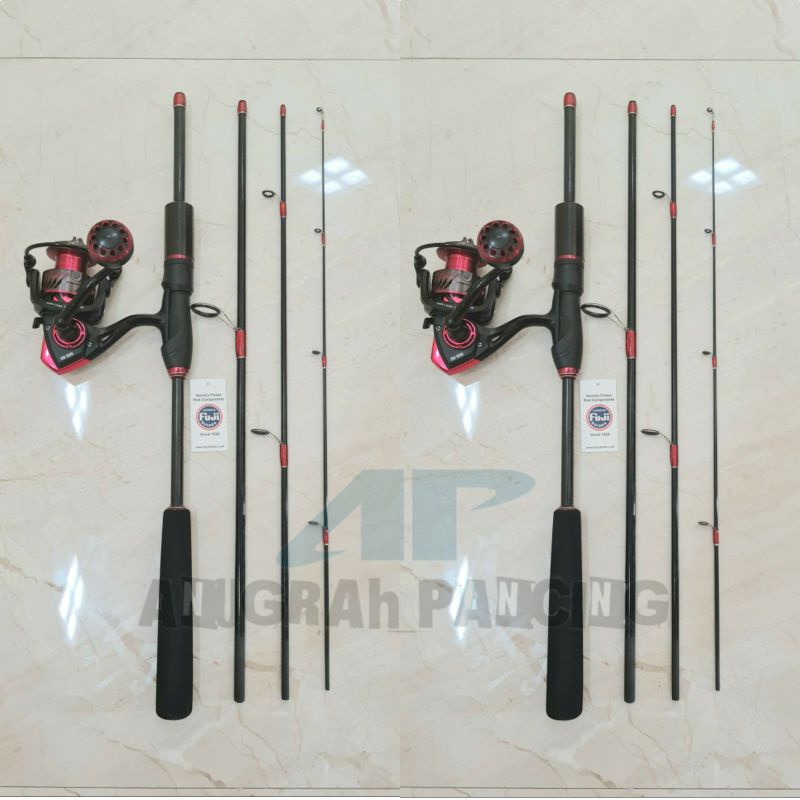 PAKET SET ALAT PANCING SPINING TRAVEL ROD FUJI...SALT WATER