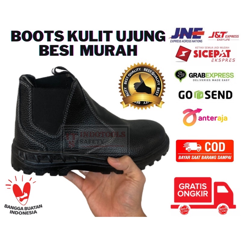 PROMO!!! SEPATU SAFETY UJUNG BESI PROYEK KERJA LAPANGAN PRIA - SAFETY BOOTS KULIT GARANSI SESUAI FOTO