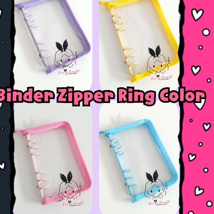 

[GoJ㊙] LC Binder Zipper Ring Warna A6 Mika PVC Bening Resleting Besi Warna /Super cepat