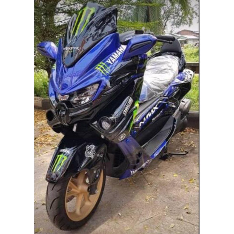 Paket Full Set Body Bodi Predator Yamaha Nmax Old ( 2015-2019 ) Grafist Hitam biru monster