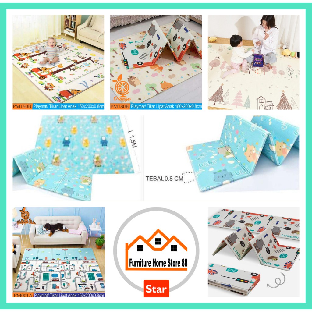 Playmat Premium Anak Bayi Lipat Karpet Kartun - MOTIF RANDOM