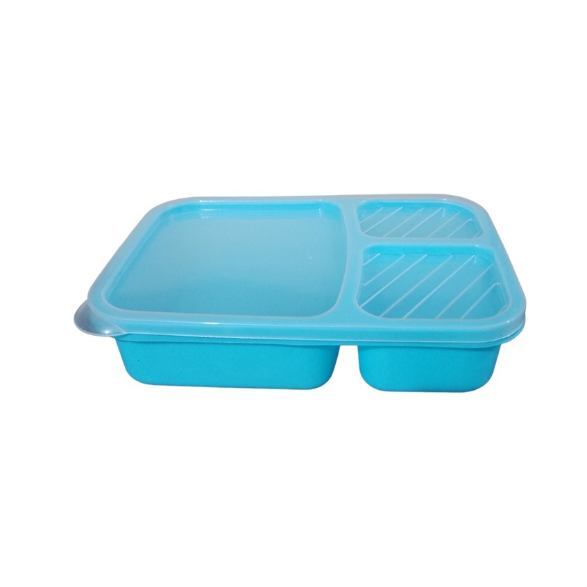 Kotak Makan Lunch Box Tempat makan Sekat 3 Tempat Bekal Bento Wadah Bekal Bento Box Warna Menarik Bahan Plastik