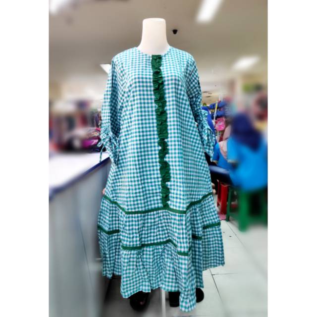 Tunik kotak _ kotak model canda katun ima impor MUMTAZA