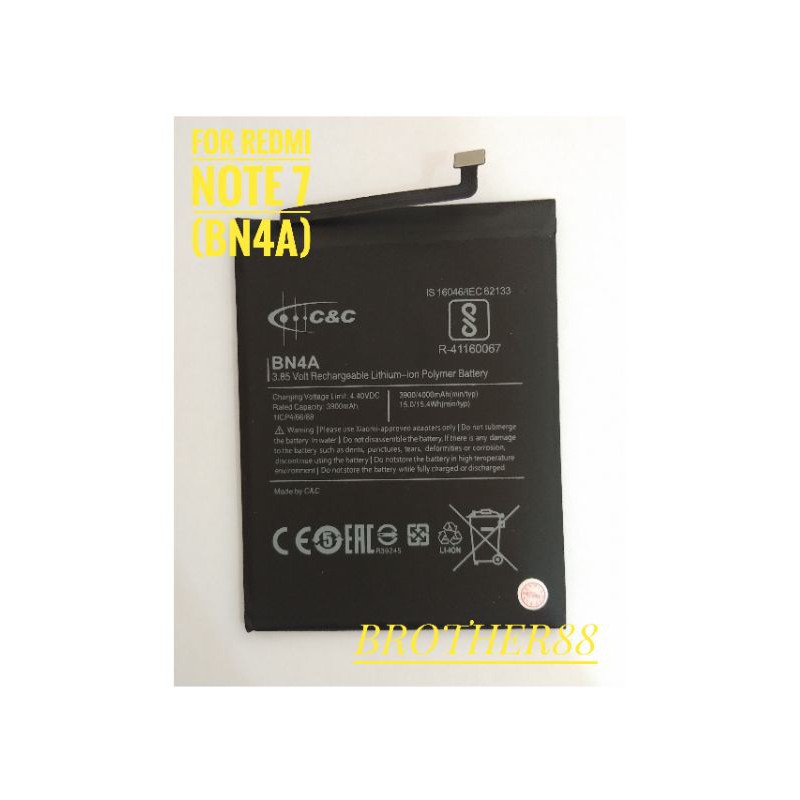 BATTERY BATERAI BATRE XIAOMI REDMI NOTE 7 (BN4A) C&amp;C ORIGINAL