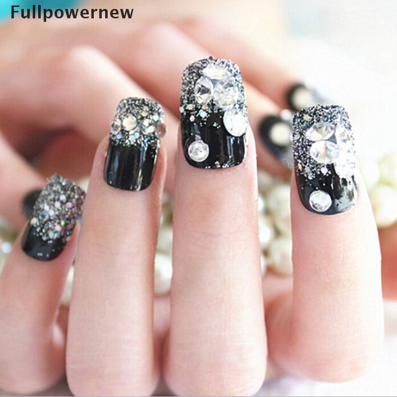 [FULL] 24 Pcs Black Acrylic Fake Finger Nails Full Cover Fake False Nail Art Tips Diy