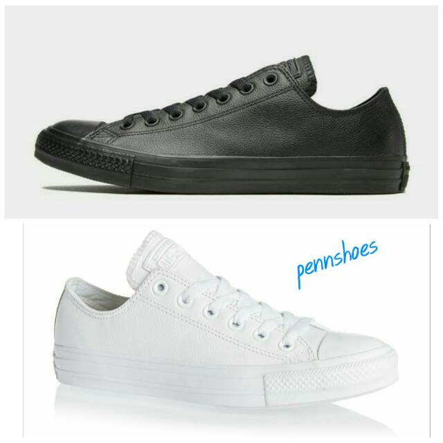 [GRADE ORIGINAL] Sepatu  Converse All Star Kulit Low Hitam - Putih