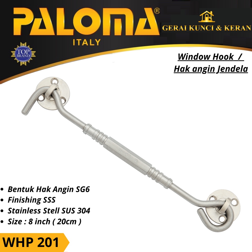 HAK ANGIN PENAHAN JENDELA WHP 201 STAINLESS 8&quot; INCH 20CM  WINDOW HOOK CANTOLAN