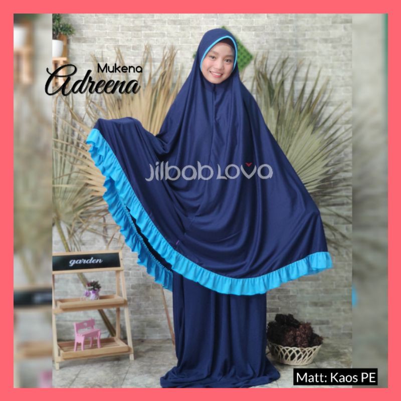 Mukena Mukenah Atasan Bawah Dewasa Jumbo Kain Kaos Adreena