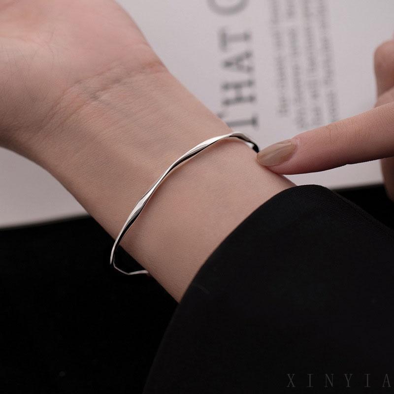 Xia.id Gelang Tangan Wanita Desain Gelombang Asimetris Simple