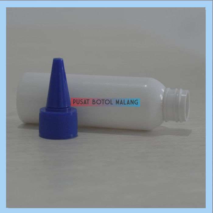 Botol Plastik Pet 100Ml Kerucut Biru Putih