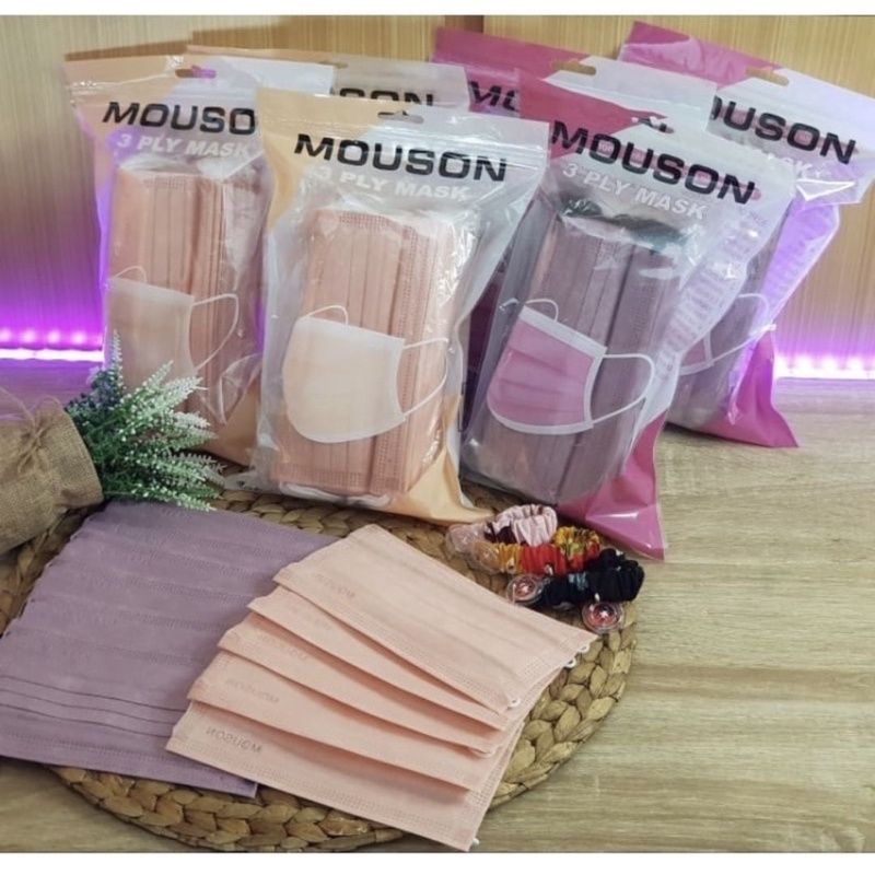 Mouson Mask-Masker Earloop Mouson Warna Soft (Pink, Macha,Peach)