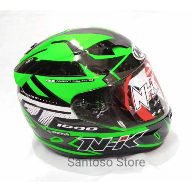 Helm Full Face NHK GP1000 Star Hijau Green Flo Flourecent