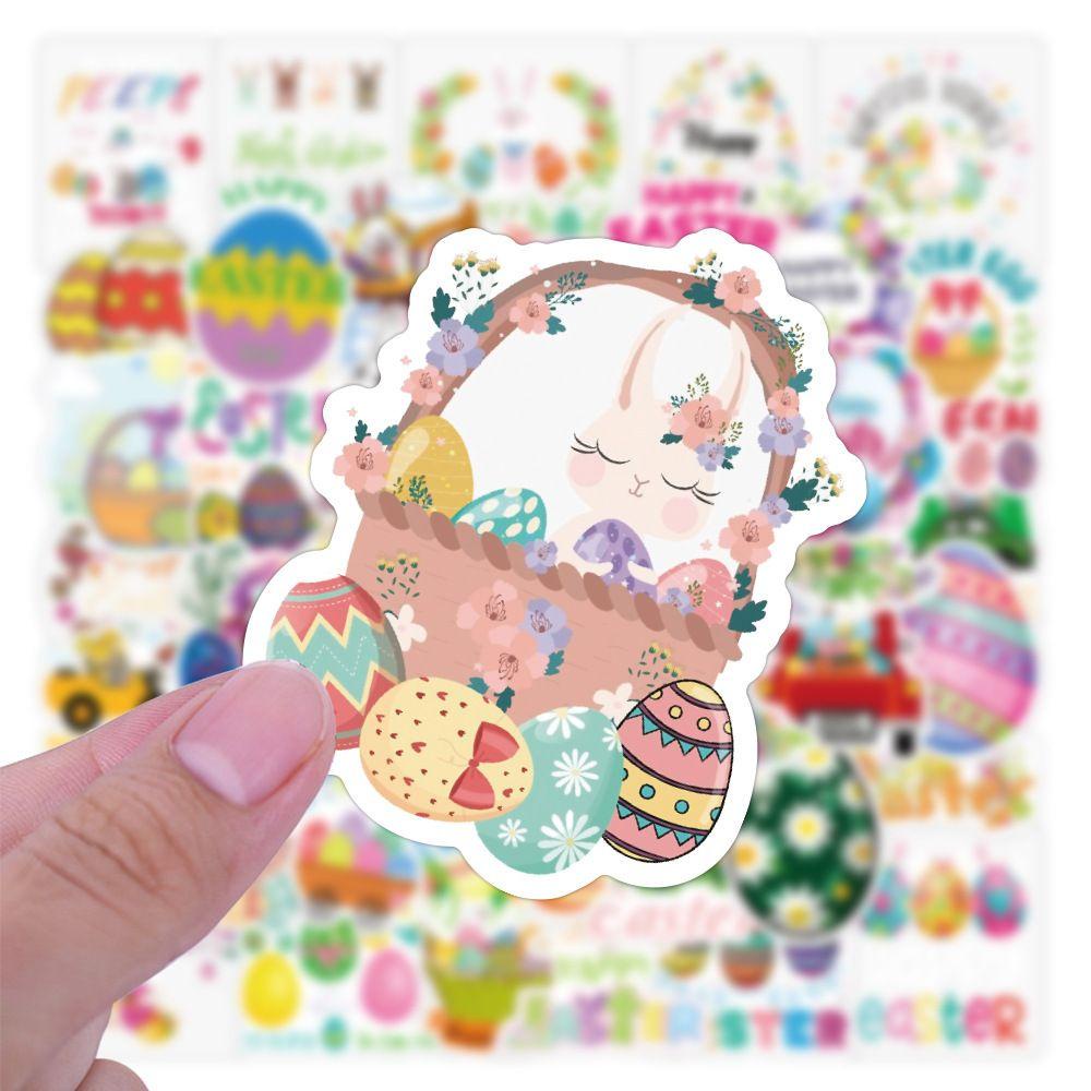 R-flower 100pcs Easter Stiker Diary Kulkas Kelinci Bunny Laptop Scrapbooking Phone Kawaii Laptop Sticker