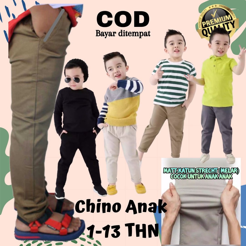 Celana Cinos Anak laki laki 1 2 3 4 5 6 7 8 9 10 11 12 13 Tahun chinos Panjang slim fit