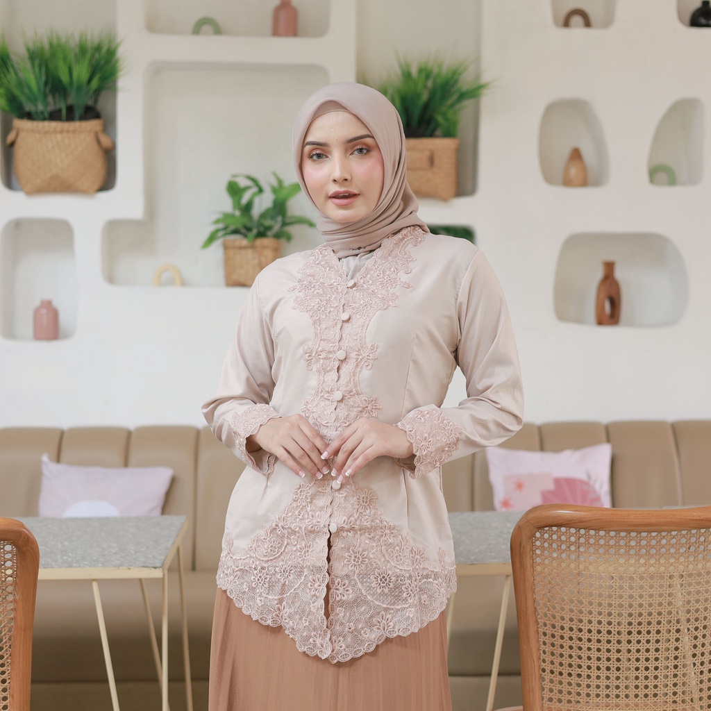 Alantasik - kebaya Senada BIG SIZE / UKURAN JUMBO / Kebaya sulam Encim Bordir /  Sekolah/ Dinas R.6 / R.7