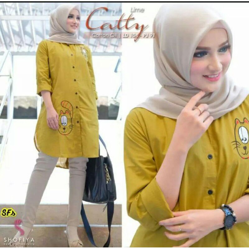 Kemeja wanita catty aksen bordir model terbaru shofiya baju polos model kantor masakini-2