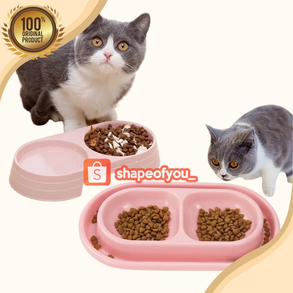 Mangkuk Makan Ganda 2 in 1 Kucing Anjing Anti Licin Anti Semut Tempat Makanan Minum Kucing Anjing Double Bowl