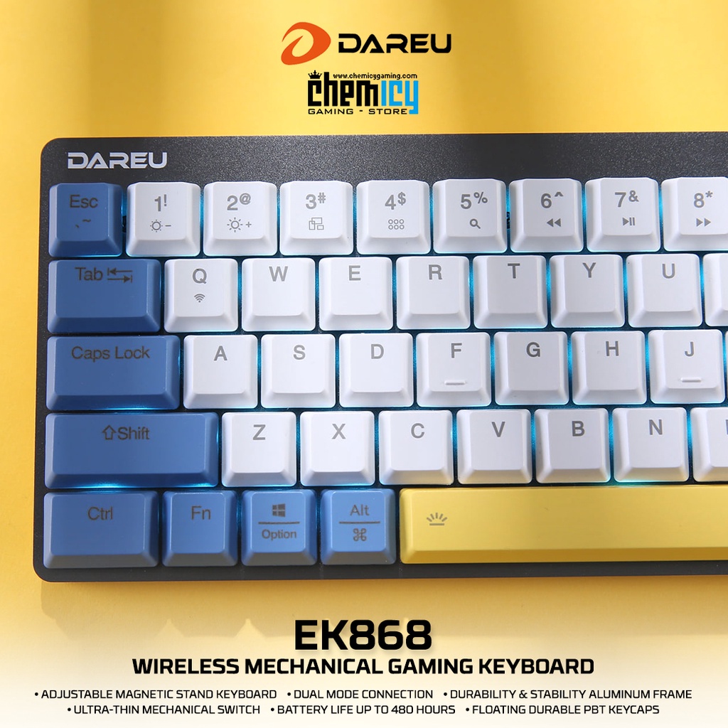 Dareu EK868 Low-Profile Wireless Bluetooth Mechanical Gaming Keyboard