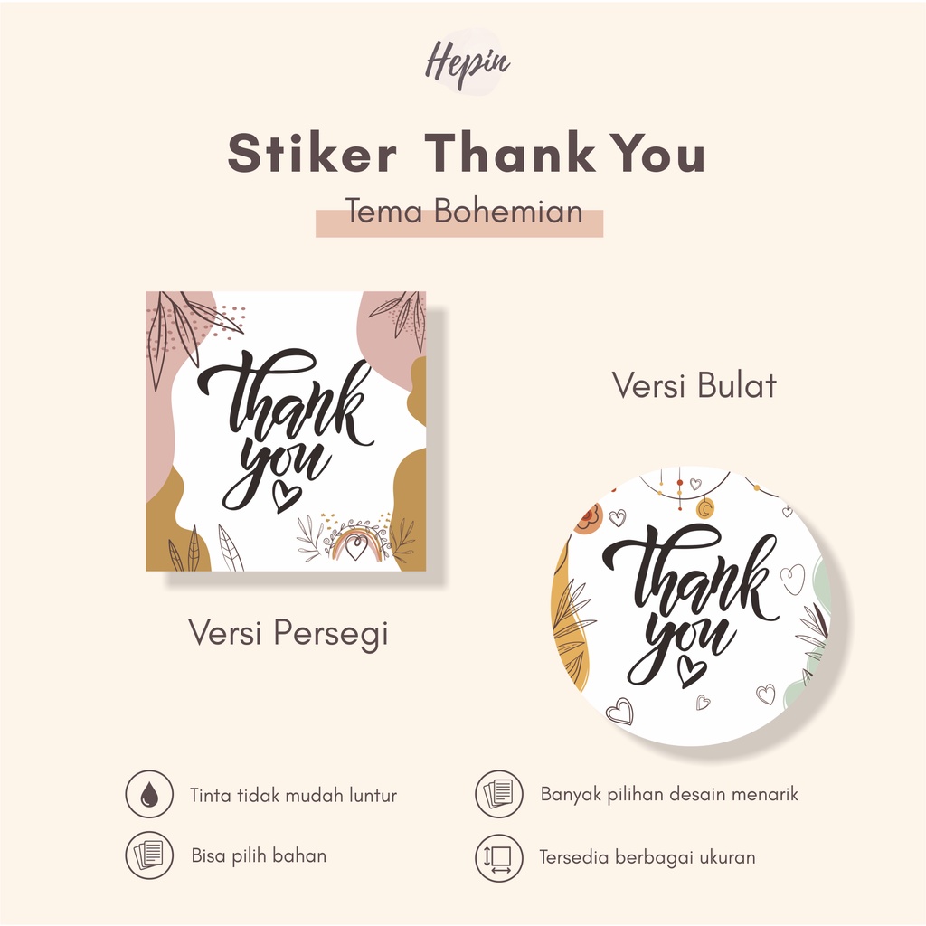 

stiker thank you tema BOHEMIAN murah\stiker packging