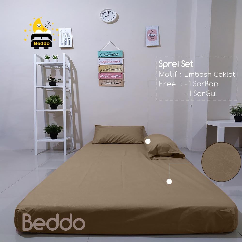 SPREI 120X200 SINGLE BED MOTIF POLOS EMBOS ABU/HITAM/PUTIH/MAROON/ARMY