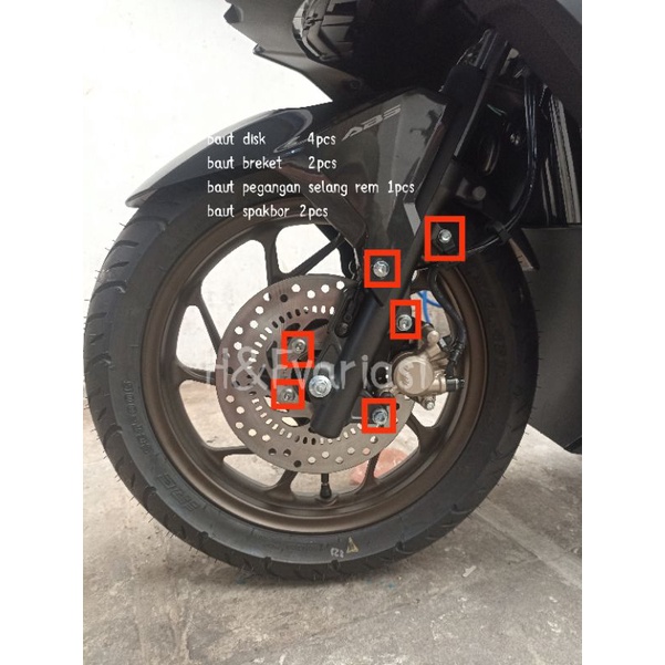 Set Kaki Depan Baut disk Baut Breket Baut Spakbor Pegangan Selang Rem VARIO 160 Probolt Original Sta